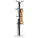 Coat Rack Freestanding,12 Hooks Coat Racks with Natural Marble Base & Umbrella Holder