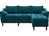 Reversible Sectional Sofa Couch Mid-Century Modern Velvet L-Shaped Couch