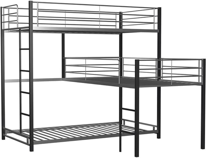 Crossman Metal Twin Triple Bunk Bed in Sand Black