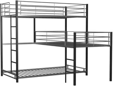 Crossman Metal Twin Triple Bunk Bed in Sand Black