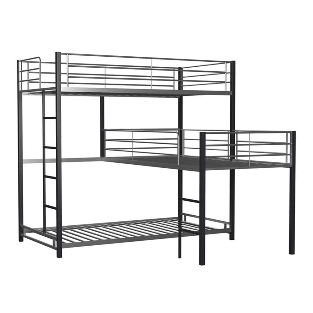 Crossman Metal Twin Triple Bunk Bed in Sand Black