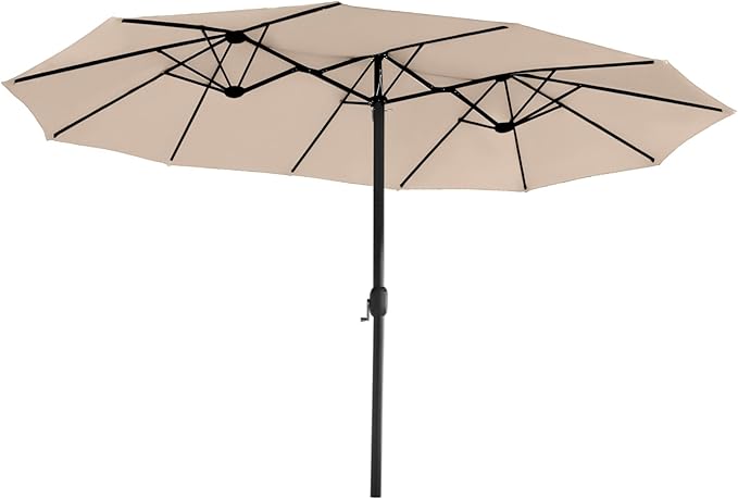 15ft Large Patio Umbrella, Outdoor Double-Sided Market Umbrella with Crank Handle,