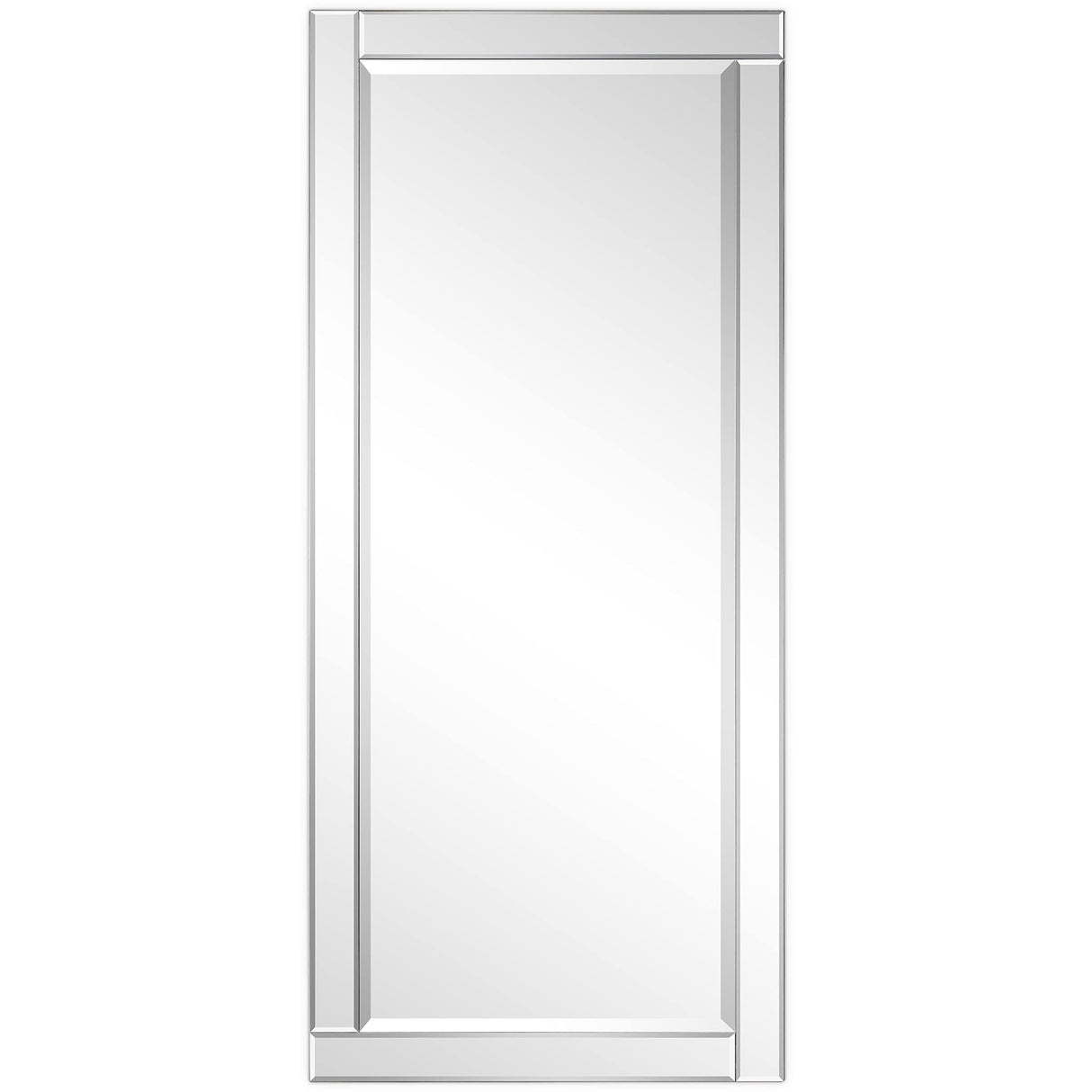 Modern Rectangle Wall Mirror for Vanity & Bathroom Solid Wood Frame, 1"-Beveled Center,