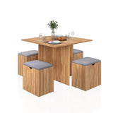 5-Piece Dining Table Set with 4 Stools - Space-Saving Kitchen Table