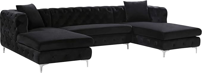 Gail Collection Modern | Contemporary Velvet Upholstered 3 Piece Sectional