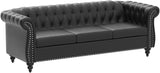 Chesterfield PU Leather Sofa, Upholstered PU Sofa with Tufted Back