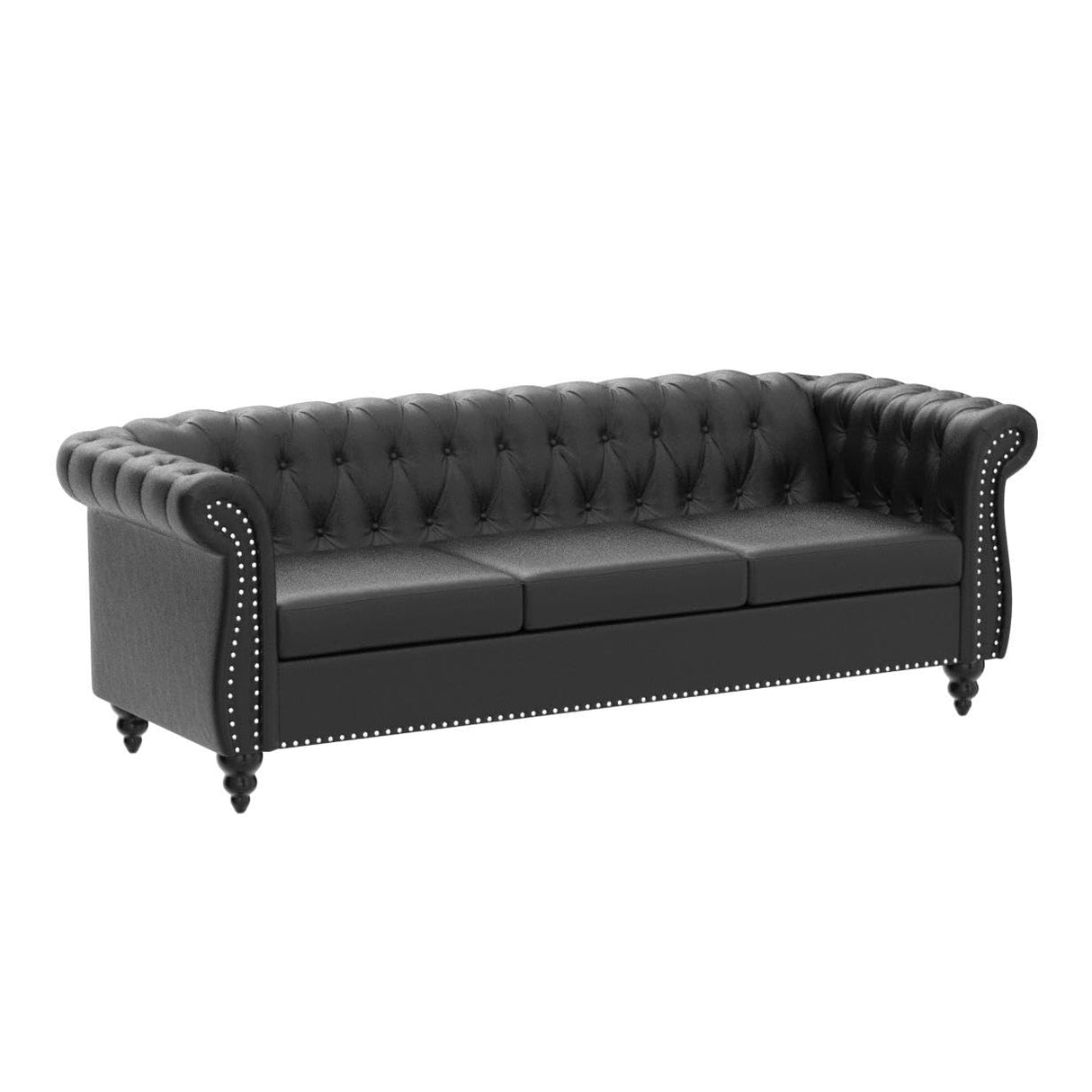 Chesterfield PU Leather Sofa, Upholstered PU Sofa with Tufted Back