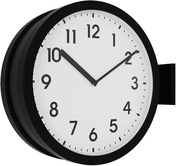 15-Inch Double Sided Aluminum Wall Clock.Minimalist Designed Classic Station Clock