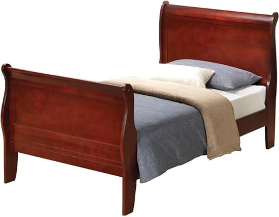 Louis Phillipe Queen Sleigh Bed - Cherry Finish