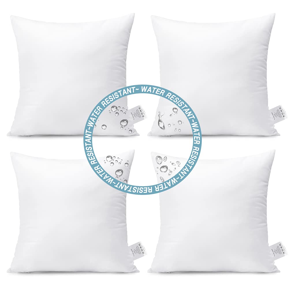 Outdoor Waterproof Throw Pillows Inserts, 18 x 18in Set of 4, Premium