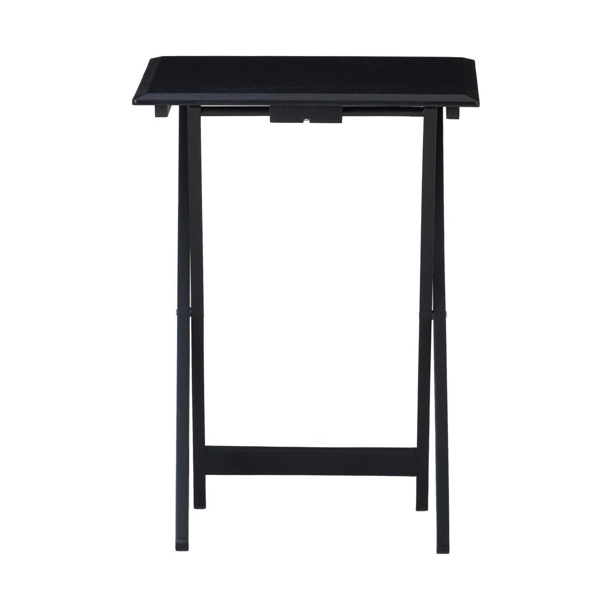 Black Kearney Five Piece Folding Snack Trey Table Set with Nesting Stand