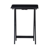 Black Kearney Five Piece Folding Snack Trey Table Set with Nesting Stand