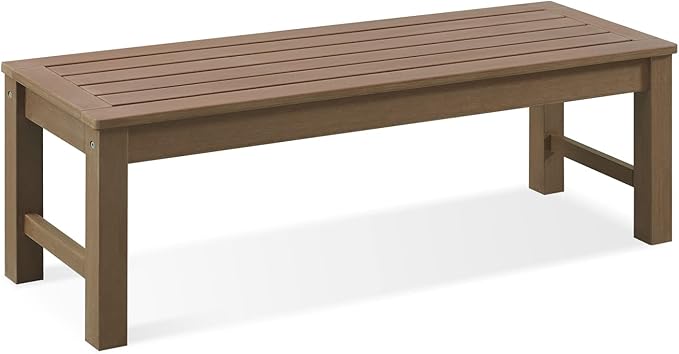 Knight Bench Set of 2, Two Person Outdoor Poly Lumber Patio Backless Bench