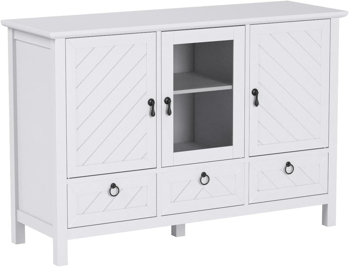 Evans Sideboard Buffet Console Table Storage Cabinets, White