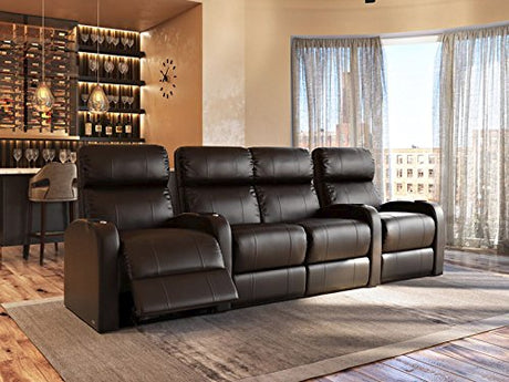 Diesel XS950 Theater Seats Brown Top-Grain Leather - Power Recline - Space Saver