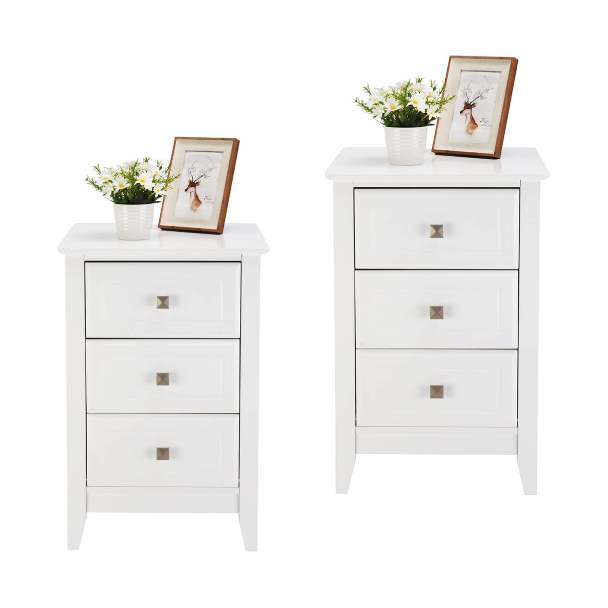 Upgraded White Night stands for Bedrooms Set of 2, Modern Nightstand