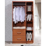 3 Door Wardrobe Armoire Closet with 2 Drawers in Cherry