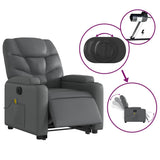 Massage Recliner Armchair in Gray Faux Leather - Power Lift, Recline, Vibration Massage