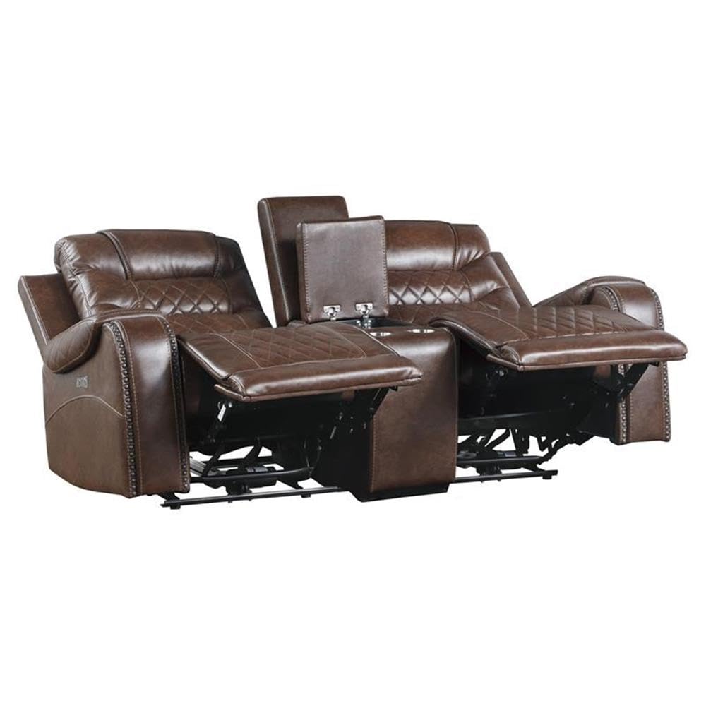 Derringer Wall Hugger Power Double Reclining Loveseat, Brown