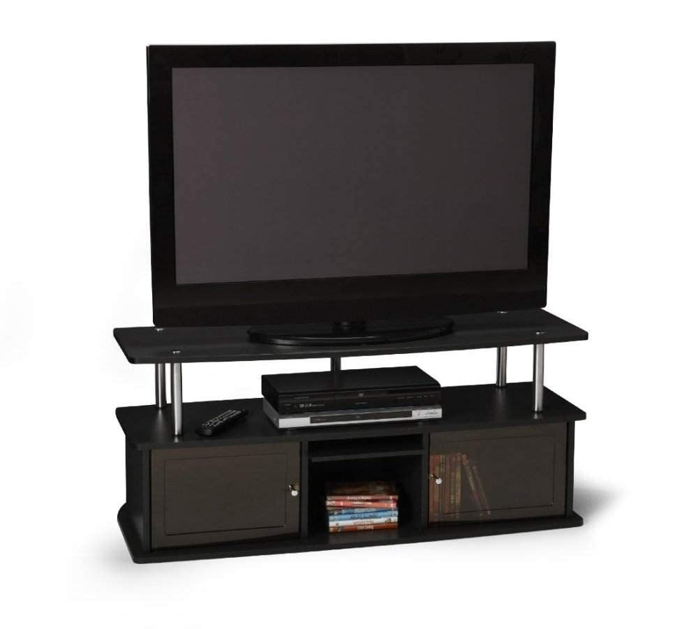 Designs2Go 50 inch TV Stand with 3 Storage Cabinets and Shelf, Black