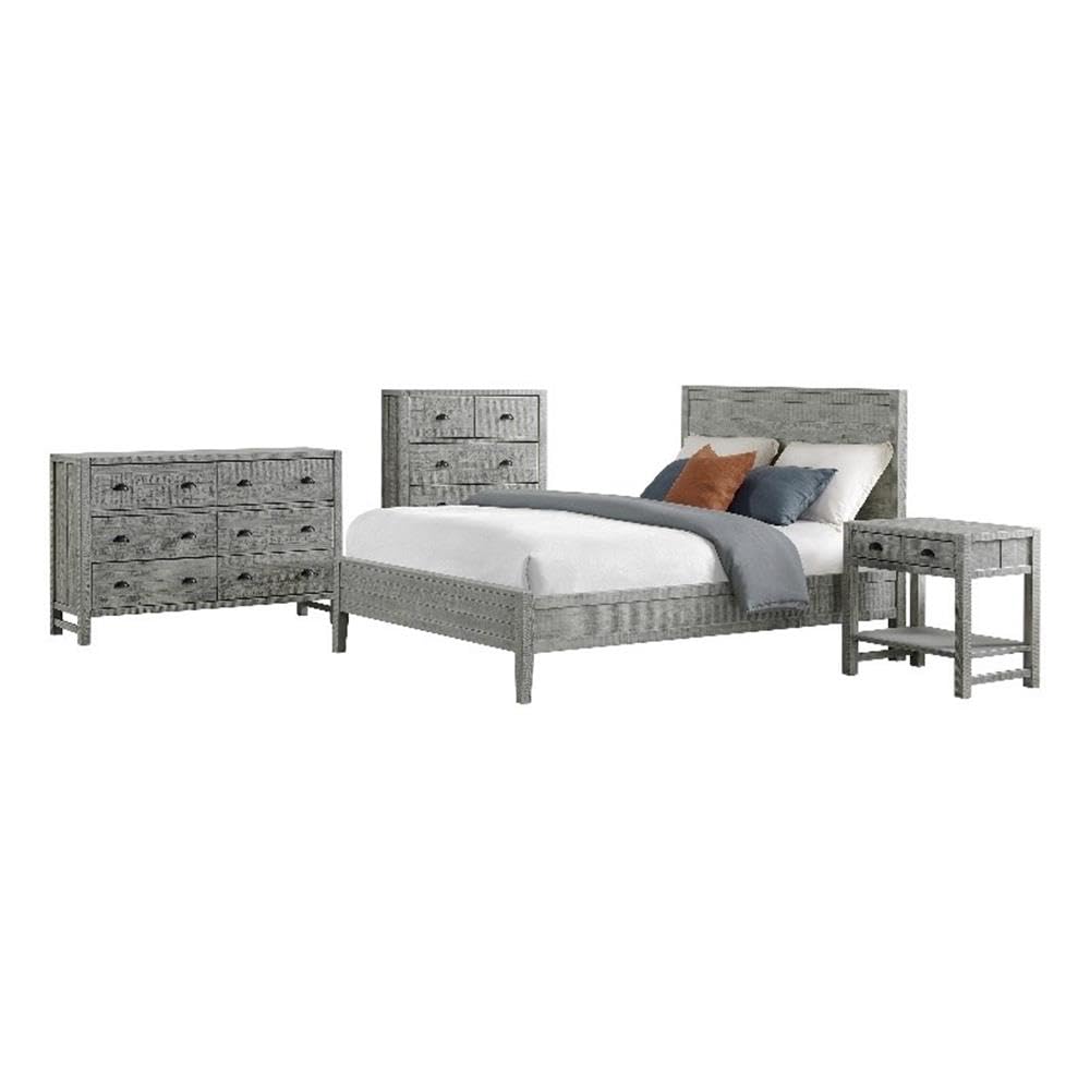 Arden 4-Piece Bedroom Set, Queen Bed with Headboard and Footboard, 2-Drawer