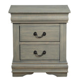 Louis Philippe Wood Nightstand with 2 Drawers in Antique Gray