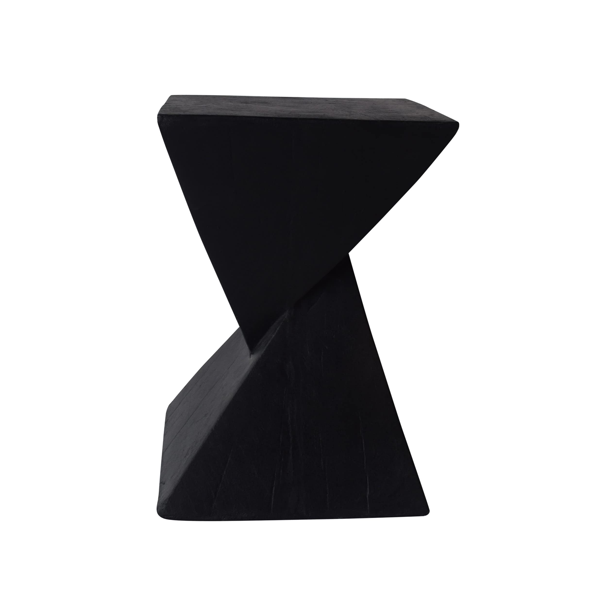 Lightweight Concrete Accent Table, Modern Hourglass Shaped End Table, Geometric End Tables for Living Room Decor, Outdoor Indoor Small Side Tables for Patio Garden Balcony Porch, Black - Bircata