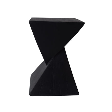 Lightweight Concrete Accent Table, Modern Hourglass Shaped End Table, Geometric End Tables for Living Room Decor, Outdoor Indoor Small Side Tables for Patio Garden Balcony Porch, Black - Bircata