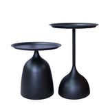 Black Nesting Tables Pedestal Coffee Table Set of 2 Nesting Side Tables Round