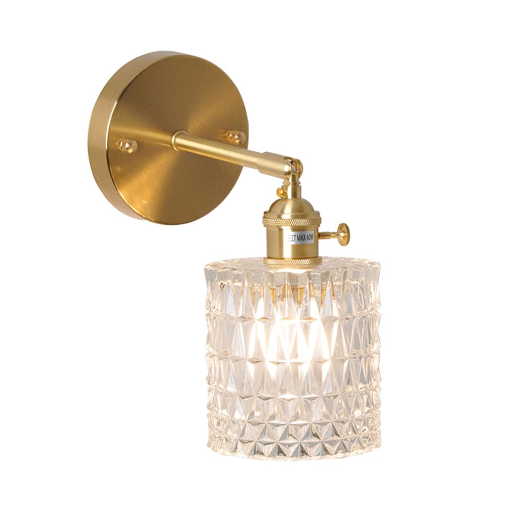 Round Glass Lamp Shade Retro Brass Wall Lights Modern Nordic Golden Crystal Vanity Lights Minimalist Bathroom Mirror Lights Bedroom Stairs Living Room Interior Decoration Wall Lights