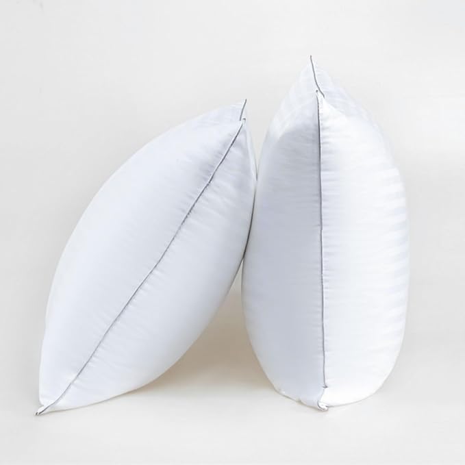 Bed Pillows Standard Size Set of 2-100% Cotton Cover, Down Alternative Gel Polyfill Filled