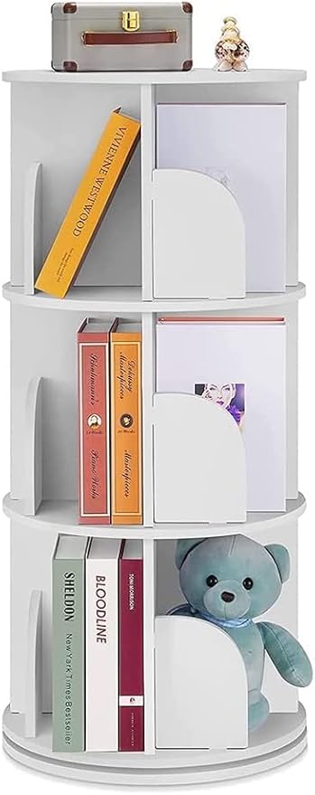 Revolving Bookcase,Creative 360°Rotating Bookcase Simple Disassembly Bookshelves