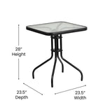 Barker 23.5'' Square Tempered Glass Metal Table