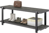 Shoe Bench, Industrial Entryway Bench with Storage, Rustic Wood and Metal Shoe Rack