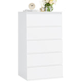 White Dresser, 5 Drawer Dresser Tall White Dresser with Large Storage Space