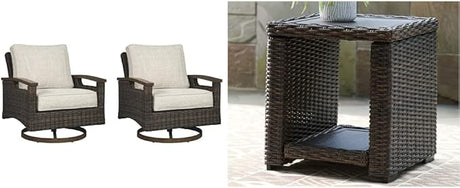 Paradise Trail Outdoor Patio Sofa with Cushion and 2 Pillows, Brown & Beige