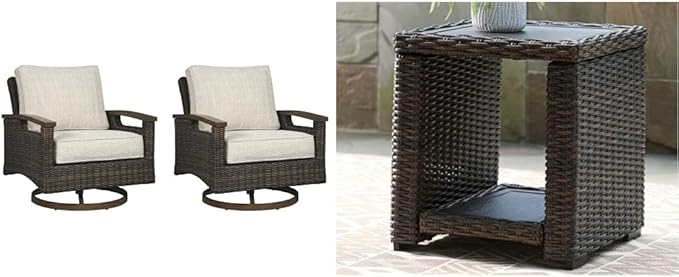 Paradise Trail Outdoor Patio Sofa with Cushion and 2 Pillows, Brown & Beige