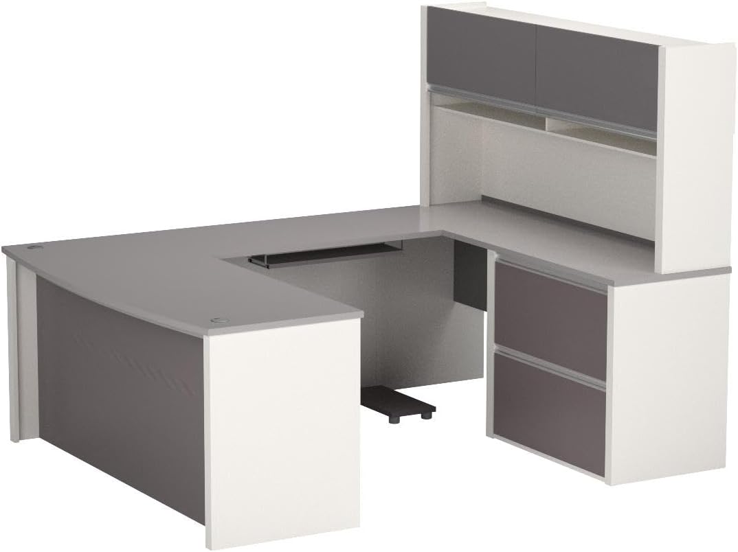Connexion U-Shaped Executive Desk with Lateral File Cabinet and Hutch, 72W