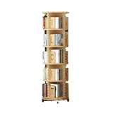 Bookshelf Double-Layer Chassis Design Bookcase Sturdy 360° Rotating Rack Bookcase