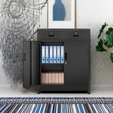 Metal Storage Cabinet, 36" H Locking Storage Cabinet with Two Drawers and Adjustable