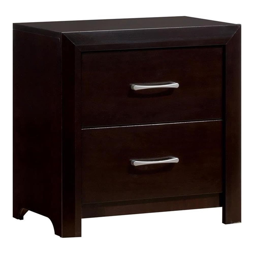 Furniture of America Barett 3pc Espresso Wood Bedroom Set-Cal King+2 Nightstands