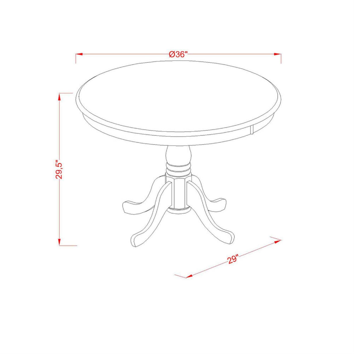 ANLG3-BCH-W 3 Piece Room Set Contains a Round Kitchen Table with Pedestal and 2 Dining Chairs,