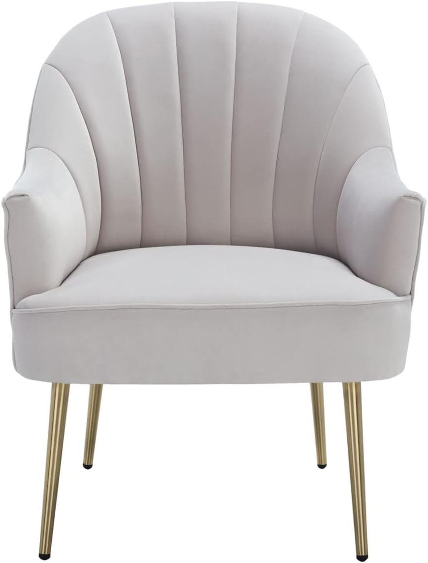 Home Collection Areli Light Grey Velvet/Gold Accent Chair
