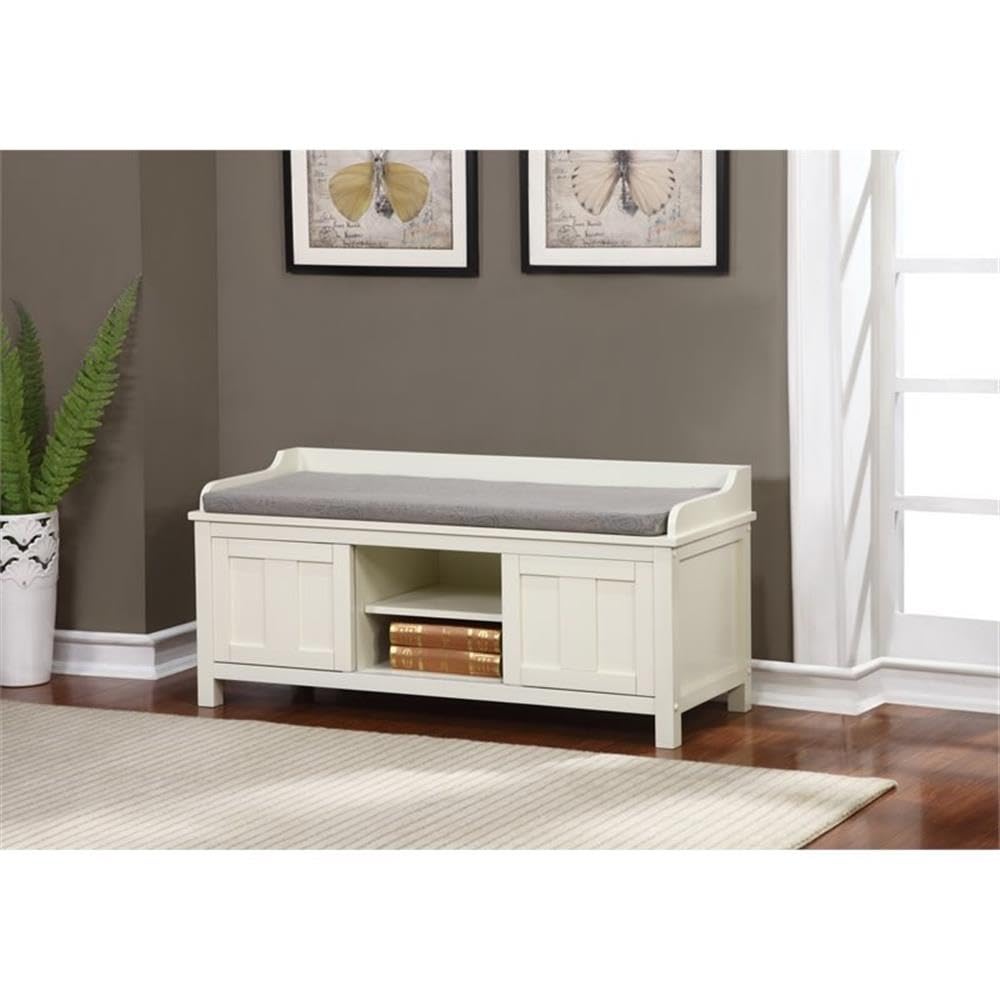 Entryway Storage Bench in White