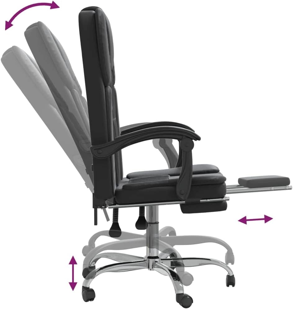 Reclining Office Chair Black Faux Leather (15.2 KG/33.44 LBS)