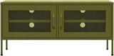 Steel TV Stand with Adjustable Levelers, Olive Green, 41.3"x13.8"x19.7"