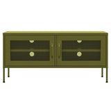 Steel TV Stand with Adjustable Levelers, Olive Green, 41.3"x13.8"x19.7"