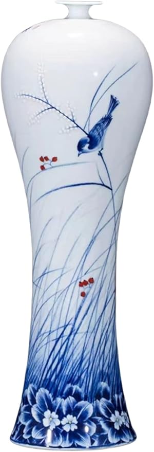 Blue White Vase for Flowers,Modern Ceramic Vase for Pampas Grass