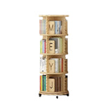 Bookshelf Double-Layer Chassis Design Bookcase Sturdy 360° Rotating Rack Bookcase