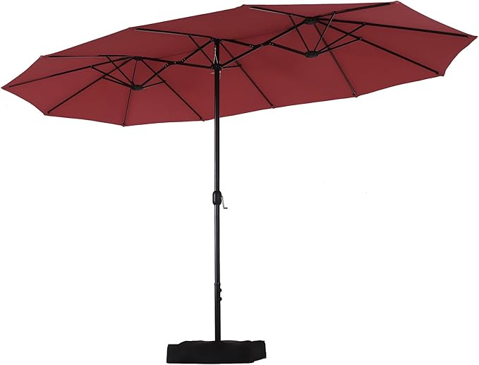 15ft Large Patio Umbrella with Base, Double-sided Outdoor Umbrella